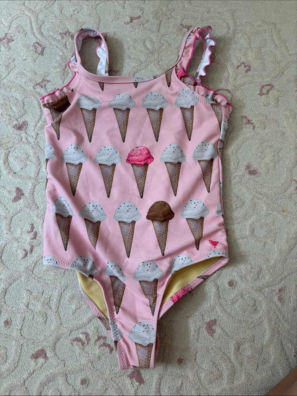 Pink Chicken Girls' Pink Ice Cream Cone One-Piece Swimsuit